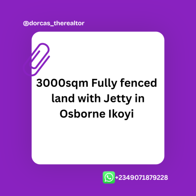 3000sqm Fully Fenced Land with Jetty, Osborne, Ikoyi, Lagos, Land for Sale