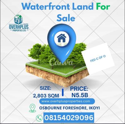 Prime 2,803 Sqm Waterfront Land, Osborne, Ikoyi, Lagos, Residential Land for Sale