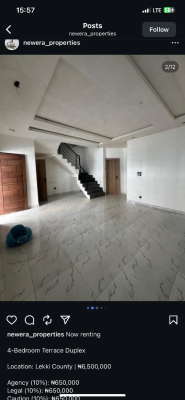 4 Bedroom Terrace Duplex, Ikota, Lekki, Lagos, Terraced Duplex for Rent