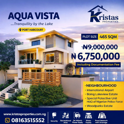 Aqua Vista Estate -- Tranquility By The Lake, Omagwa Rivers State, Port Harcourt, Rivers, Mixed-use Land for Sale