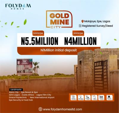 Luxury Land with Perimeter Fencing and Gate House, Goldmine City Estate Molajoye ,grace Polytechnic Axis, Epe, Lagos, Residential Land for Sale