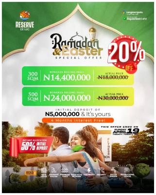 Prime Land with Regularized C of O, Reserve De Luc Estate Eputu London,mayfair Garden, Eputu, Ibeju Lekki, Lagos, Residential Land for Sale