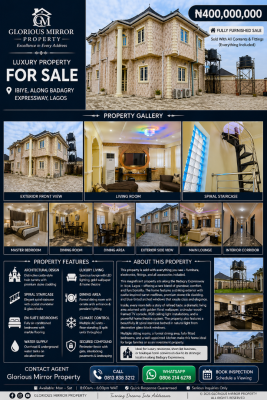 Fully Furnished House, 14 Wuxamot Crescent Graceland Estate Ibiye Badagry Local Govt Lagos, Badagry, Lagos, House for Sale