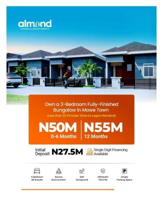 Luxury 3 Bedroom Bungalows with Excellent Facilities, Almond County Homes, Mowe Town, Ogun, Detached Bungalow for Sale