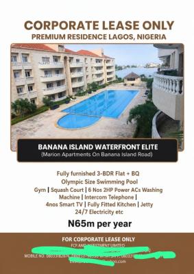 Luxury Fully Furnished 3 Bedrooms Waterfront Apartment with a Pool Gym, Banana’s Island Road, Ikoyi, Lagos, Flat / Apartment for Rent