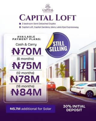 Luxury 3 Bedroom Semi-detached Duplex with Modern Facilities, Capital Loft / Lekki-epe Expressway, Idera Residential Scheme, Lekki, Lagos, Semi-detached Duplex for Sale
