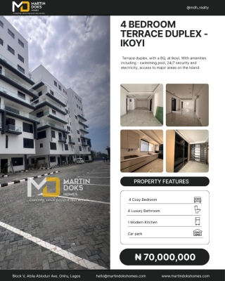 4 Bedroom Terrace Duplex with Bq, Banana Island, Ikoyi, Lagos, Terraced Duplex for Rent