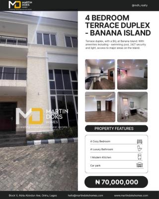 4 Bedroom Terrace Duplex with Bq, Banana Island, Ikoyi, Lagos, Terraced Duplex for Rent