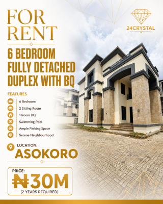 6 Bedroom Fully Detached Duplex, Asokoro District, Abuja, Detached Duplex for Rent