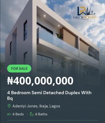 4 Bedroom Semi Detached Duplex with Bq, Wemabod Estate, Adeniyi Jones Ikeja, Adeniyi Jones, Ikeja, Lagos, Semi-detached Duplex for Sale