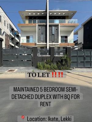 Maintained 5 Bedroom Semi-detached Duplex with Bq, Ikate, Ikate, Lekki, Lagos, Semi-detached Duplex for Rent