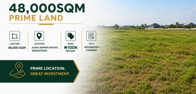 48,000sqm Prime Land with Governors Consent, Ajayi Apata Estate, Sangotedo, Ajah, Lagos, Mixed-use Land for Sale