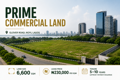 6,600sqm Prime Commercial Land, Glover Road, Ikoyi, Lagos, Commercial Land for Rent