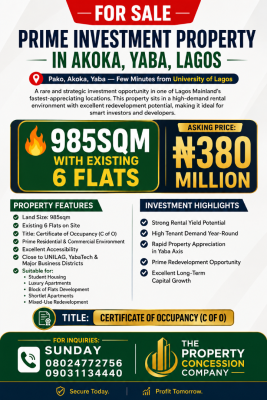 a Well Located 2 Plots with Block of Flats, Pako, Akoka, Yaba, Lagos, Mixed-use Land for Sale