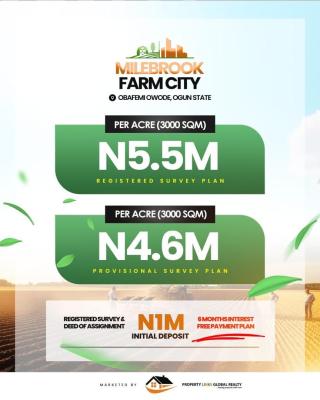 Most Demanding Farmland with Free Documentation, Milebrook Farm City for Sale in, Obafemi Owode, Ogun, Commercial Land for Sale