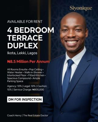 Luxury 4 Bed Terrace Duplex, Ikota, Lekki, Lagos, Terraced Duplex for Rent