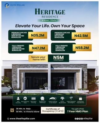 Luxury 2 & 3 Bedroom Bungalows in Mowe with C of O, Heritage Residence Estate, Mowe Ofada, Ogun, Block of Flats for Sale