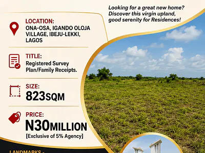Plot of Land — Ona-Osa, Igando Oloja Village, Igando Orudu, Ibeju Lekki, Lagos