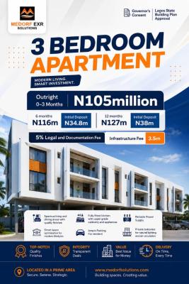 3 Bedroom Apartment, Abraham Adesanya Inside Orange Apartment, Ajah, Lagos, Flat / Apartment for Sale