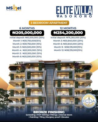 3 Bedroom Off Plan Apartments, By Ait, Asokoro District, Abuja, Flat / Apartment for Sale