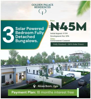 Off-plan Fully Detached Solar-powered 3 Bedroom Bungalows, Off Aka–nung Udoe–eket Road, Uyo, Akwa Ibom, Detached Bungalow for Sale
