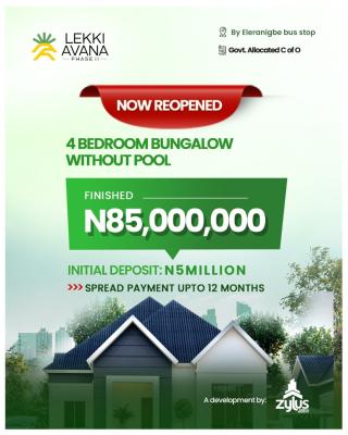 Luxurious Built 4 Bedroom Bungalow, Lekki Avana Phase 2, Eleranigbe, Ibeju Lekki, Lagos, Detached Bungalow for Sale