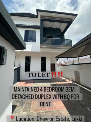 Maintained 4 Bedroom Semi-detached Duplex with Bq, Chevron, Lekki, Lagos, Semi-detached Duplex for Rent