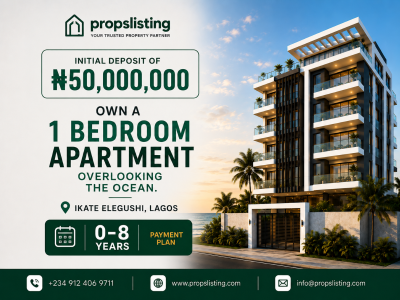 Oceanview 1 Bedroom Apartment with 8 Years Payment Plan, Ikate, Lekki, Lagos, Flat / Apartment for Sale