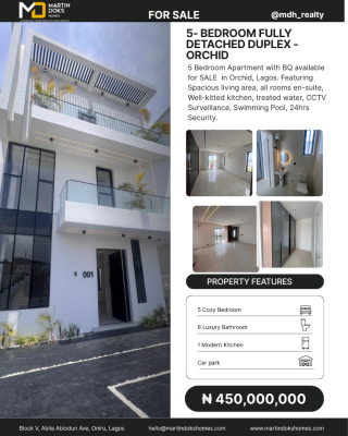 5 Bedroom Fully Detached Duplex with Bq Available, Orchid Road, Lekki, Lagos, Detached Duplex for Sale