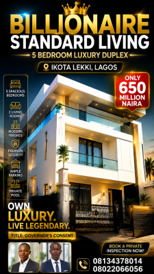 Billionaire Luxury 5 Bedroom Duplex, Ikota Gra, Ikota, Lekki, Lagos, Detached Duplex for Sale