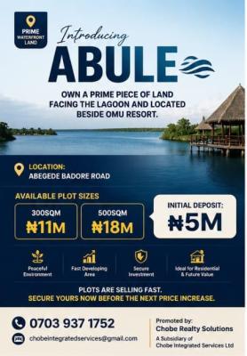 Waterfront Land in an Estate, Agbede Badore, Abule Waterfront, Bogije, Ibeju Lekki, Lagos, Residential Land for Sale