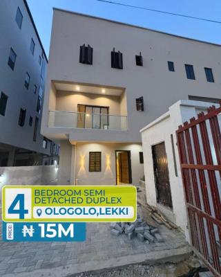 4 Bedroom Semi Detached Duplex with Bq, Ologolo, Lekki, Lagos, Semi-detached Duplex for Rent