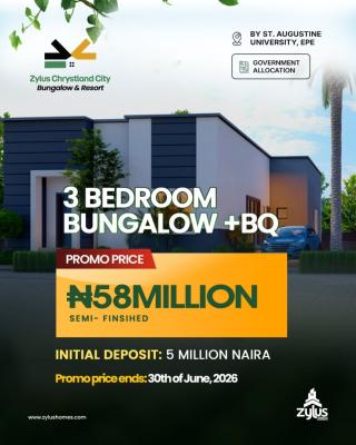 3 Bedroom Bungalow Plus Bq, Zylus Chrystland Bungalow & Resort, Epe, Lagos, Detached Bungalow for Sale