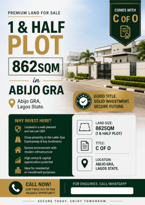 a Plot and Half Land Is Available, Abijo Gra, Abijo, Lekki, Lagos, Mixed-use Land for Sale