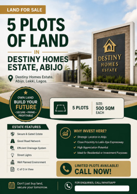 5 Plots of Land Available, Destiny Homes, Abijo, Abijo, Lekki, Lagos, Mixed-use Land for Sale