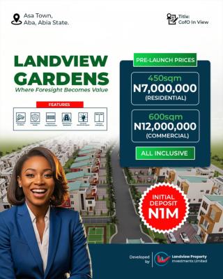 Prime Plots at Landview Garden Asa Town Along Aba--ph Expressway Abia, Asa Town ,aba–port Harcourt Expressway,, Aba, Abia, Residential Land for Sale