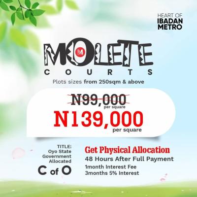 Affordable Residential Land in a Prime, Serene Location, Molete Courts, Molete, Ibadan, Oyo, Residential Land for Sale