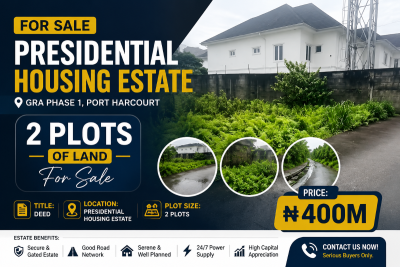 Secure 2 Prime Plots, Presidential Housing Estate, Gra Phase 1, Port Harcourt, Rivers, Residential Land for Sale
