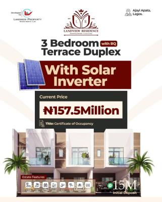 Off-plan 3 Bedroom Terrace Home with Bq & Solar, Majek, Sangotedo, Ajah, Lagos, Terraced Duplex for Sale