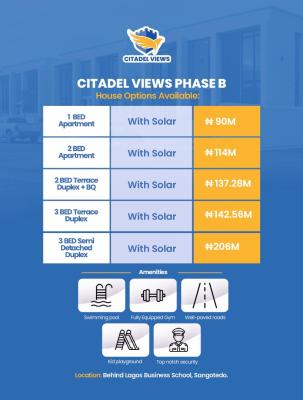 Affordable Homes with Solar, Sangotedo, Ajah, Lagos, Terraced Duplex for Sale