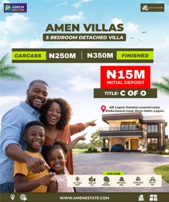 Off Plan 5 Bedroom Detached Villa House, Off The New Lagos Calaber Coastal Road, Ibeju Lekki, Lagos, House for Sale
