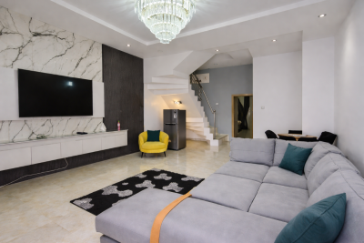 Furnished 3bedroom Terrace House with Solar Inverter, Chevron Alternative Road, Lekki, Lagos, Terraced Duplex for Rent