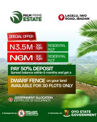 Residential Land, Palm Prime Estate Lagelu, Ibadan, Oyo, Residential Land for Sale
