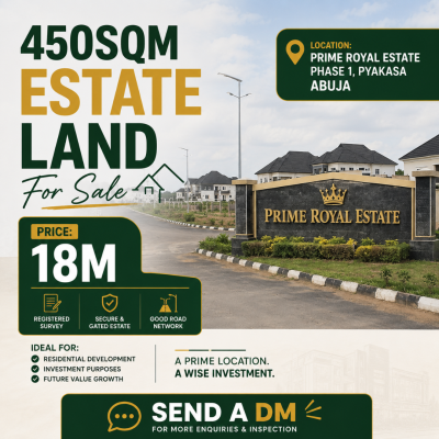 450 Sqm Estate Land, Pyakasa, Lugbe District, Abuja, Residential Land for Sale