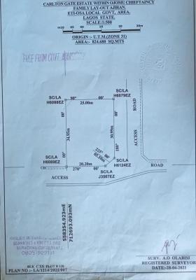 Calton Gate Estate, Chevron Lekki Land   Land Size : 824 Corner Pieace, Chevron Lekki, Lekki, Lagos, Residential Land for Sale