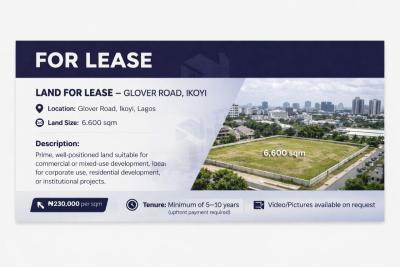 Land for Lease, Glover Road, Ikoyi, Ikoyi, Lagos, Mixed-use Land for Rent
