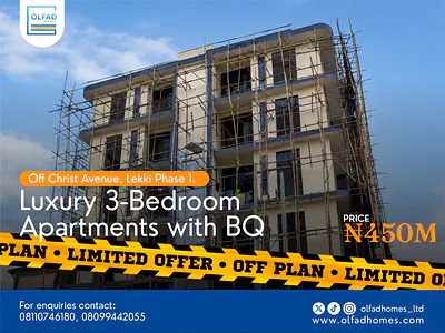 Elegant 3 Bedroom Apartment with BQ — Lekki Phase 1, Lekki, Lagos