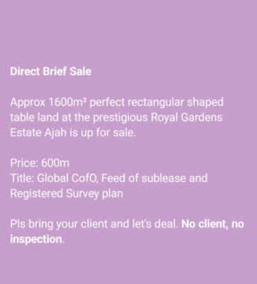 Land in Royal Garden Estate, Roya Gardens, Lekki Ajah, Ajah, Lagos, Mixed-use Land for Sale