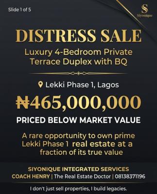 Unique Premium 4 Bedroom Terrace Duplex with Bq, with Seperate Gate, Lekki Phase 1, Lekki, Lagos, Terraced Duplex for Sale