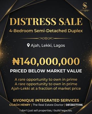 Premium 4 Bedroom Semi Detached Duplex Suitable for Mortgage, Ajah, Lagos, Semi-detached Duplex for Sale